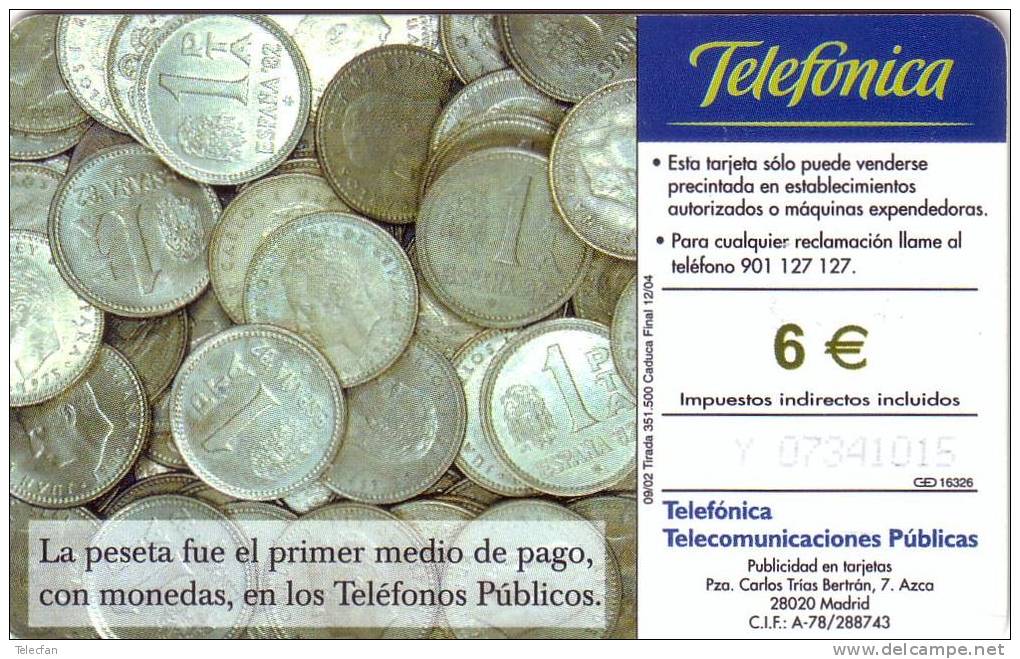 ESPAGNE SPAIN PIECES MONNAIE COINS TELEFON TELEPHONE UT - Francobolli & Monete