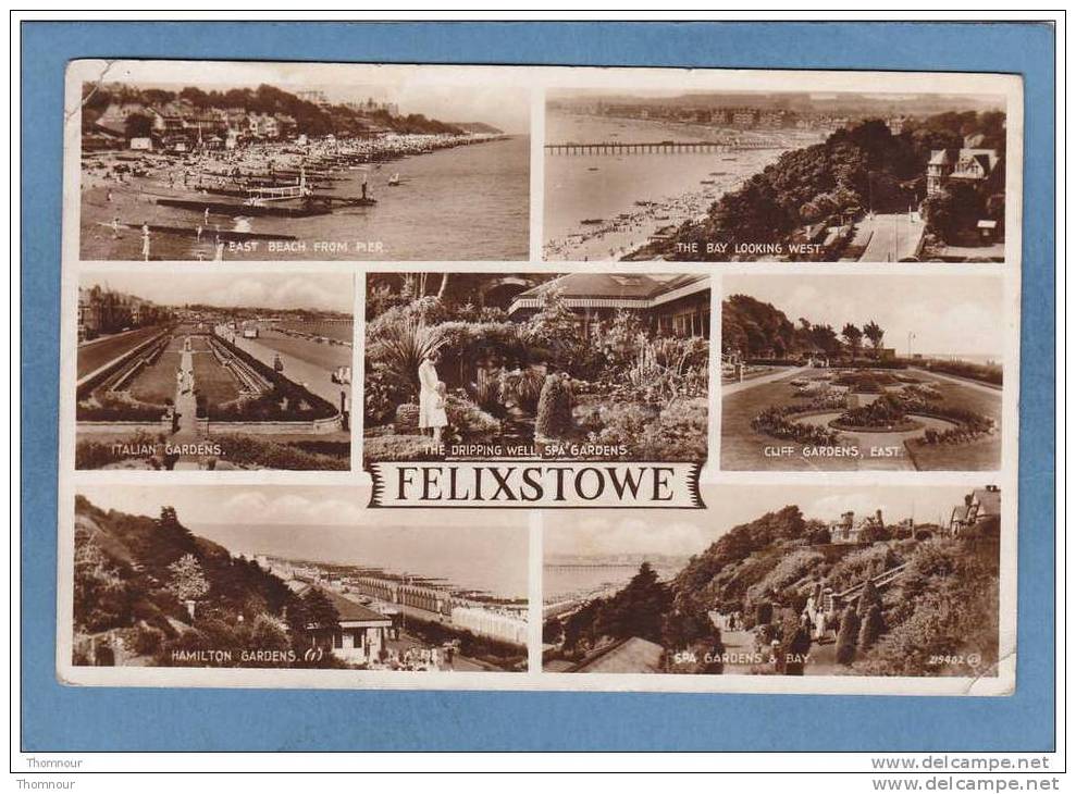 FELIXSTOWE  -  7  VUES  -  1935  -   CARTE PHOTO -   Valentine´s  - ( Traces Pliures  ) - Andere & Zonder Classificatie