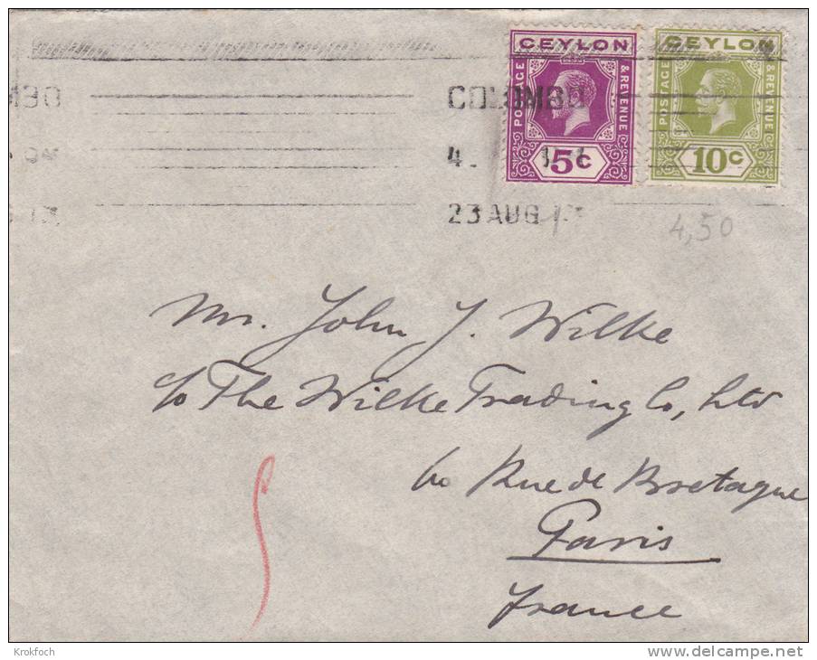 Ceylon Colombo 1911 - Letter Lettre Brief - Sri Lanka Ceylan - Ceylan (...-1947)