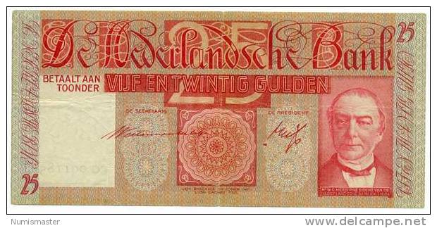 NETHERLANDS 25 GULDEN 15.2.1938. - 25 Gulden