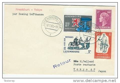 Airmail Par Boeing Lufthansa Frankfurt - Tokyo /Japan Arr.24.1.61 Et Retour - Lettres & Documents
