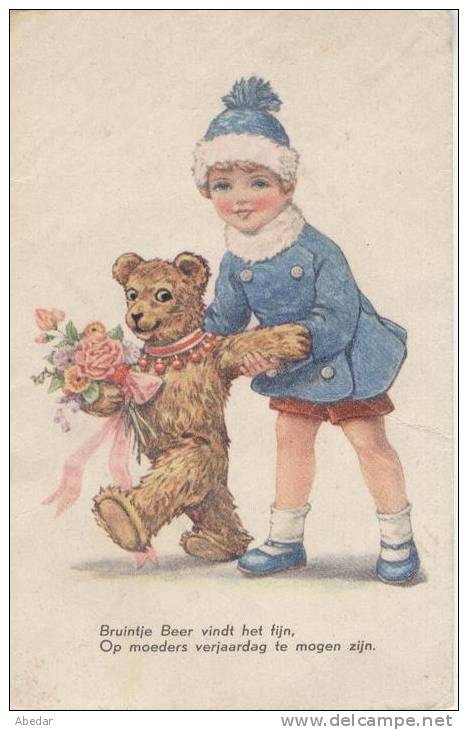 Enfant  Teddy Bear  Illustrateur Artist, Drawn. Old Postcard  Cpa. 1938 - Osos