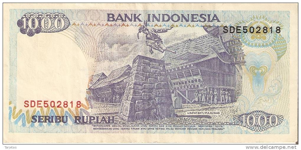 BILLETE DE INDONESIA DE 1000 RUPIAH DEL AÑO 1992  (BANKNOTE) - Indonesia