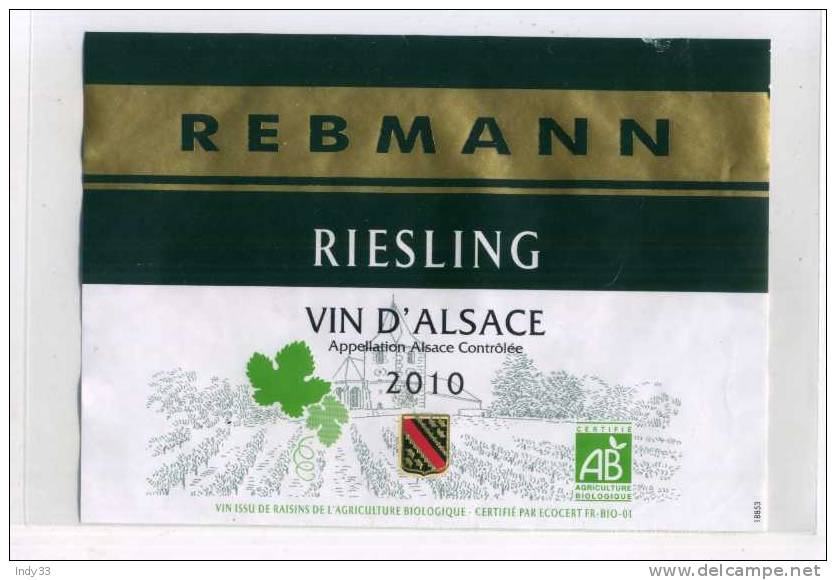 - ETIQUETTE RIESLING REBMAN 2010 . - Riesling