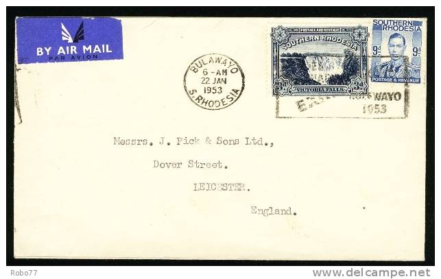 1953 Southern Rhodesia Air Mail Cover Sent To Leicester. Bulawayo 22.Jan.1953 S.Rhodesia. (H72c004) - Rodesia Del Sur (...-1964)