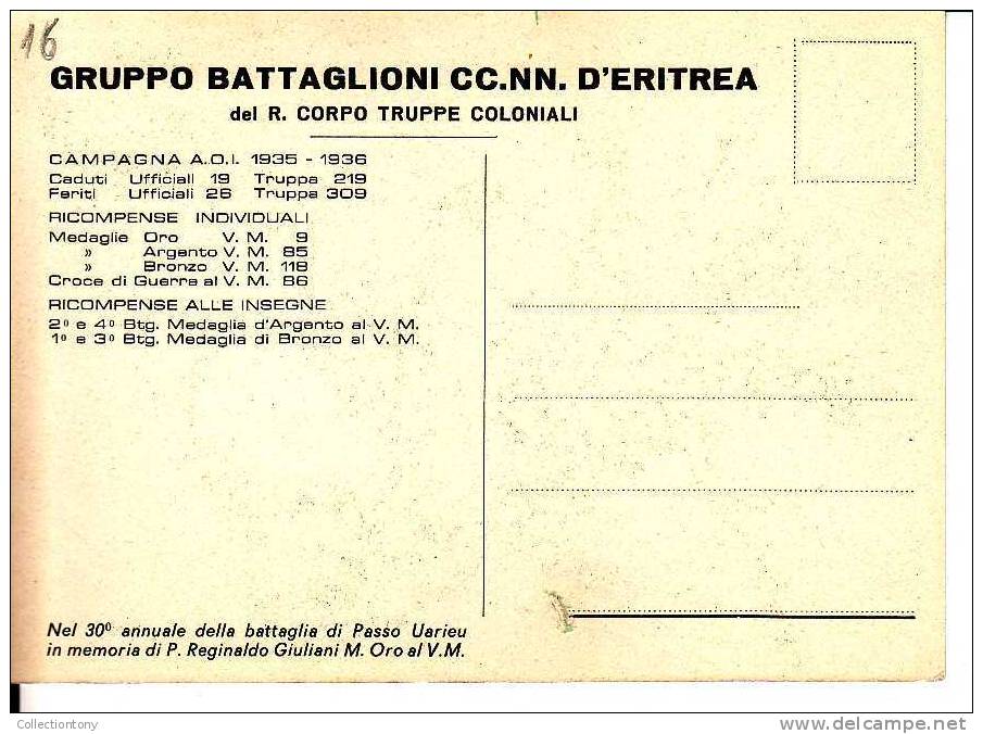 Cartolina  Gruppo Battaglioni CC. NN. D'ERITREA - V. Pisani  - Formato Grande - Non Viaggiata - Guerre 1939-45