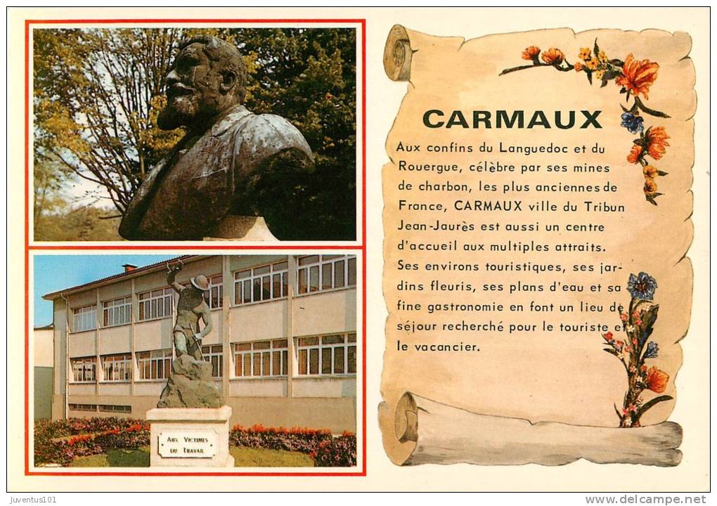 CPSM Carmaux-Jean Jaurés-Statue Du Mineur    L1023 - Carmaux