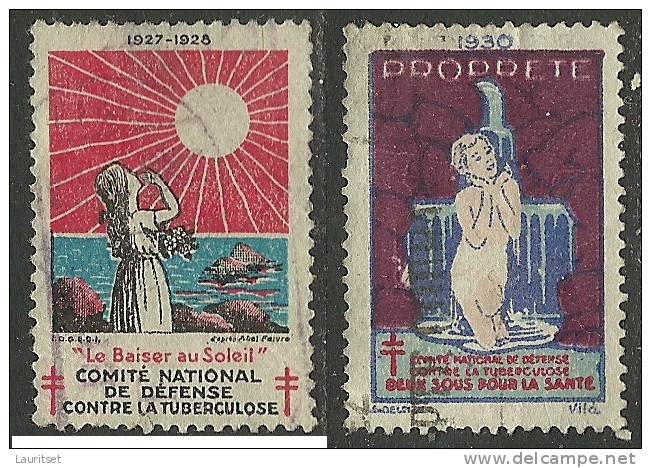 FRANKREICH France Old Vignettes Tuberculosis Tuberculose 1927 & 1930 O - Antituberculeux