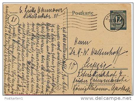 P 954 PFII  Postkarte PLATTENFEHLER  Hannover 1947  Kat. 6,25 € - Interi Postali