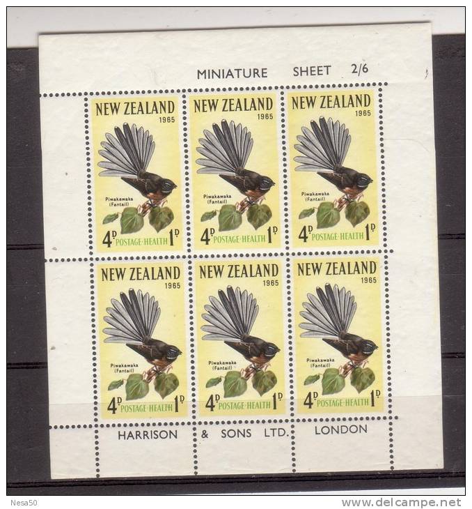 Nieuw Zeeland  1965 Nr 443 Blok Vogels, Birds - Unused Stamps