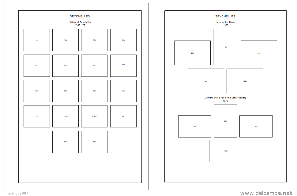 SEYCHELLES STAMP ALBUM PAGES 1890-2011 (137 Pages) - Engels