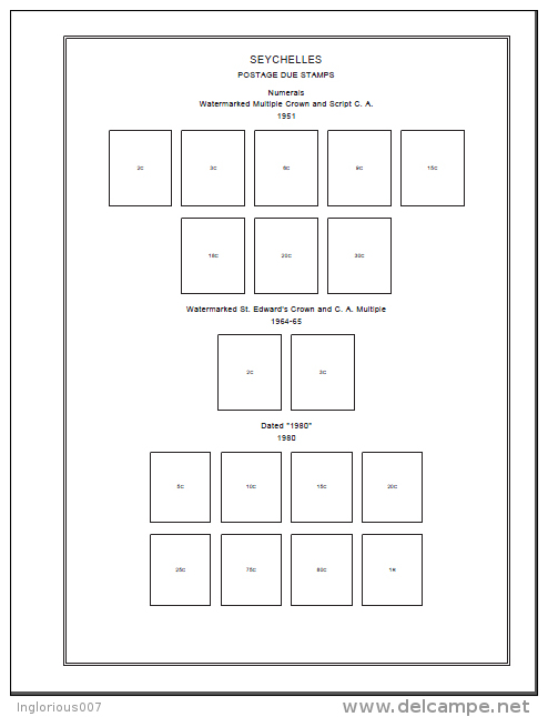 SEYCHELLES STAMP ALBUM PAGES 1890-2011 (137 pages)