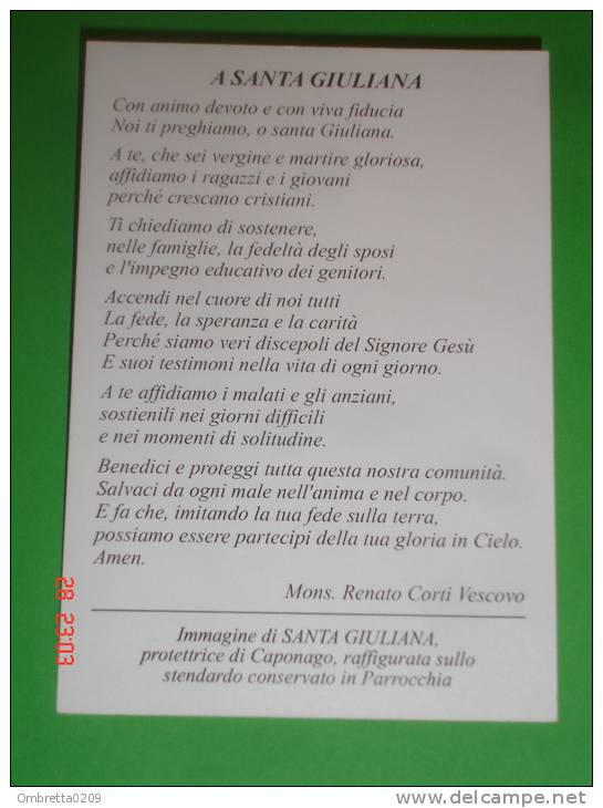 S.GIULIANA Protettrice Di CAPONAGO,Monza/Brianza - Immagine Raffigurata Sullo Stendardo In Parrocchia - Santino - Images Religieuses