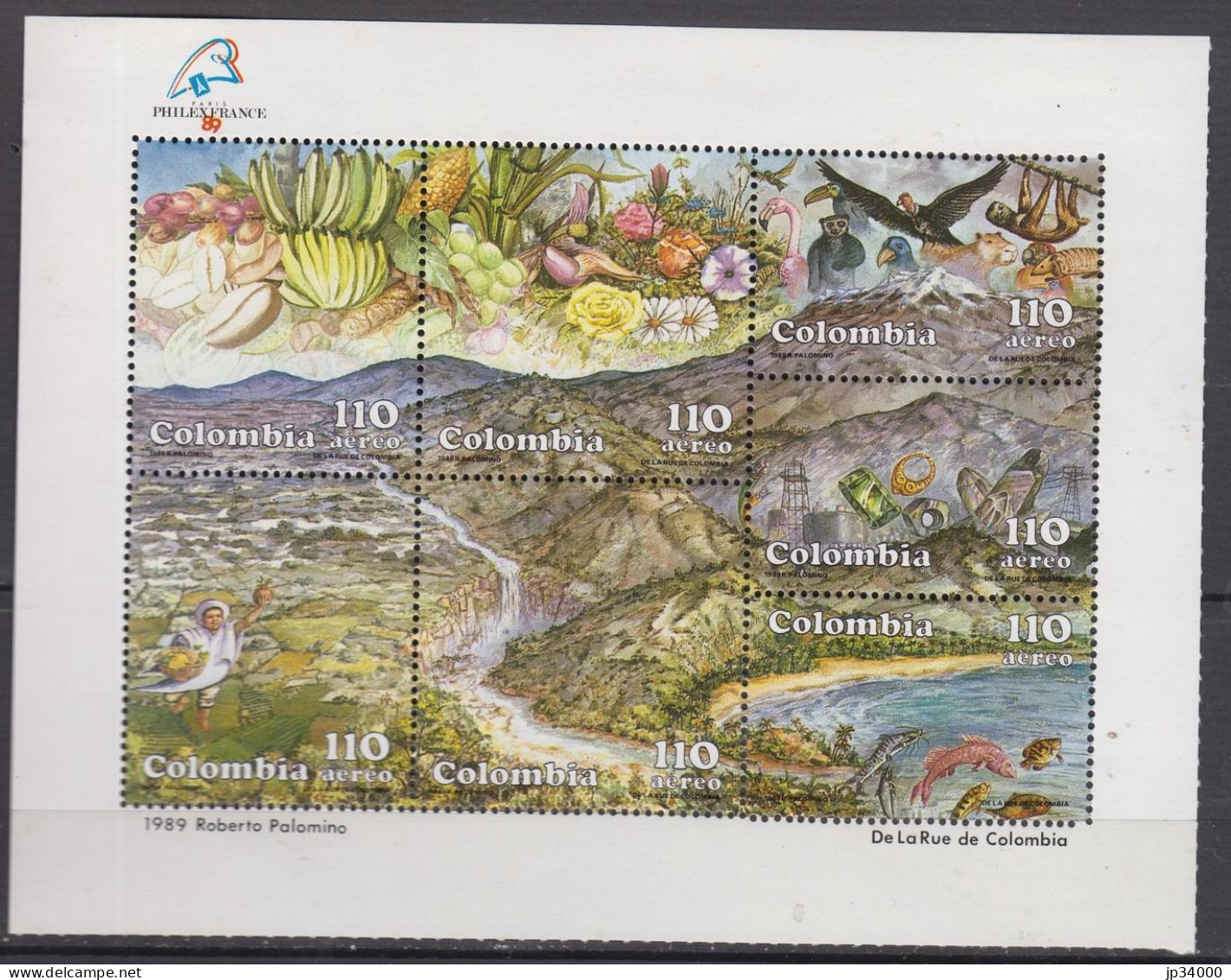 COLOMBIE,Colombia) MINERAUX, PHILEXFRANCE, OISEAUX, POISSONS, FLORE (Michel B41)Neuf Sans Charniere. MNH - Mexique