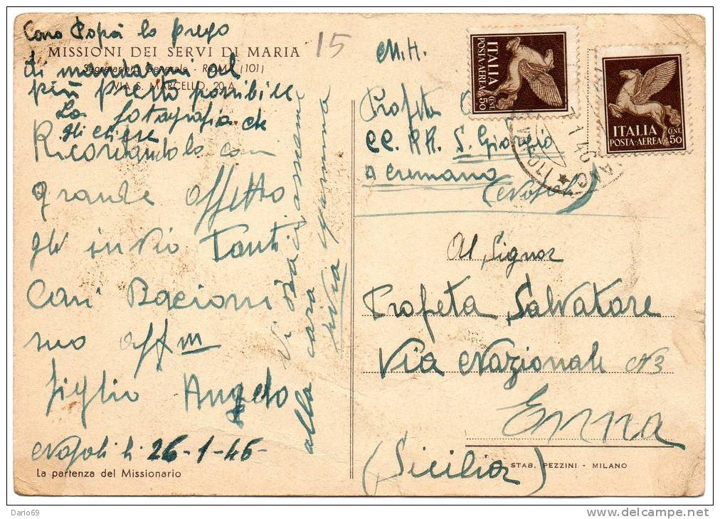 1946 CARTOLINA CON ANNULL0 S. GIORGIO A CREMANO NAPOLI - Poste Aérienne