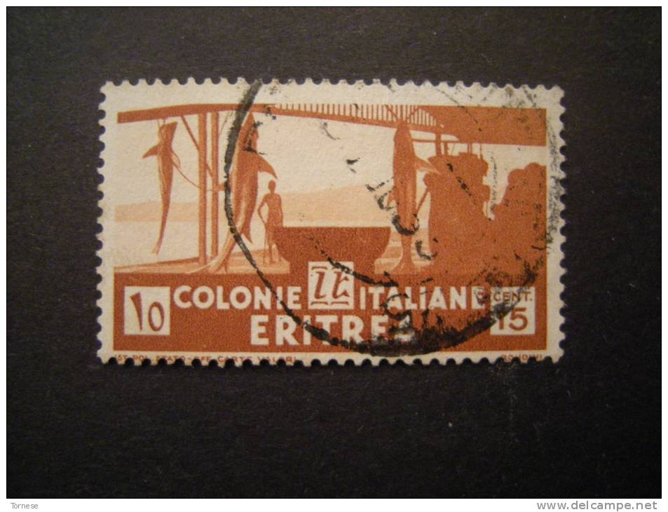 ERITREA - 1933, SOGGETTI AFRICANI, Sass. N. 206, 15 C. Bruno Arancio, Usato Garantito, - Eritrea