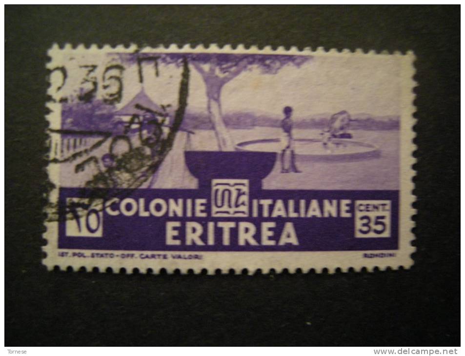 ERITREA - 1933, SOGGETTI AFRICANI, Sass. N. 208, 35 C. Violetto, Usato Garantito, - Eritrea