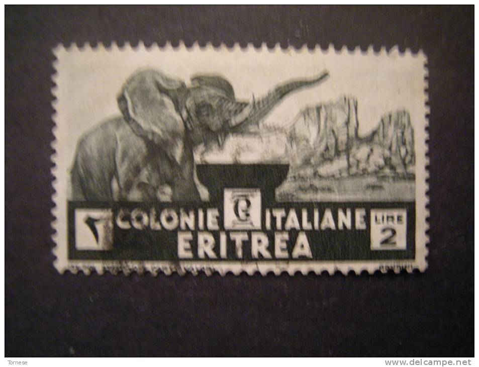 ERITREA - 1933, SOGGETTI AFRICANI, Sass. N. 210, 2 Lire,  Nero Verdastro, Usato Garantito, - Eritrea