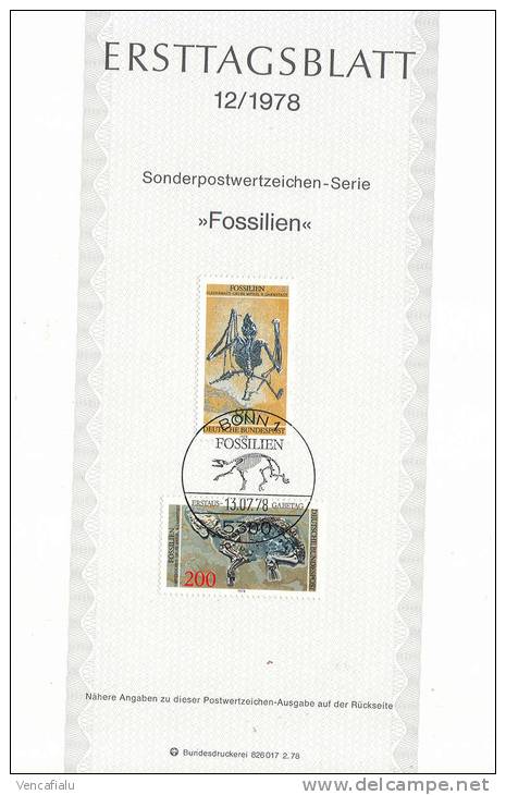 Germany 1978 - Fossils, Comemorative Sheet - Fossilien