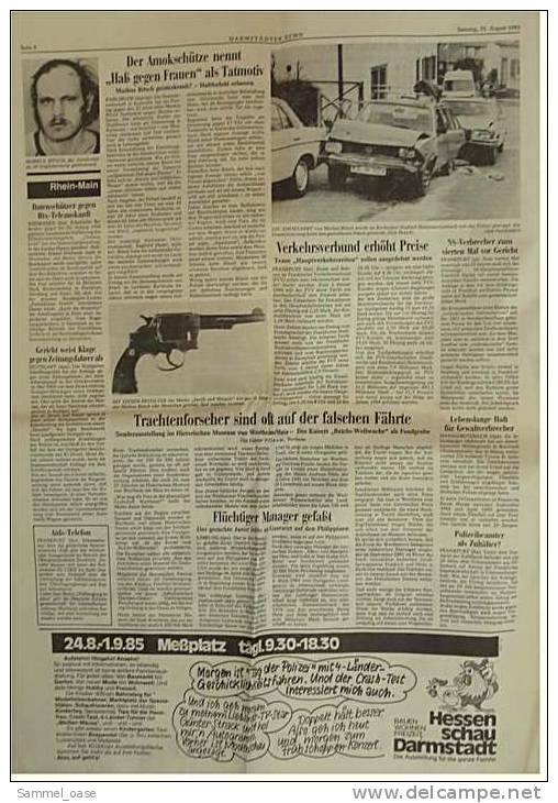 Darmstädter Echo Zeitung  -  Orig. Vom 31.8. 1985   -  Rita Süssmuth - Die 2. Frau Im Kabinett Kohl - Otros & Sin Clasificación