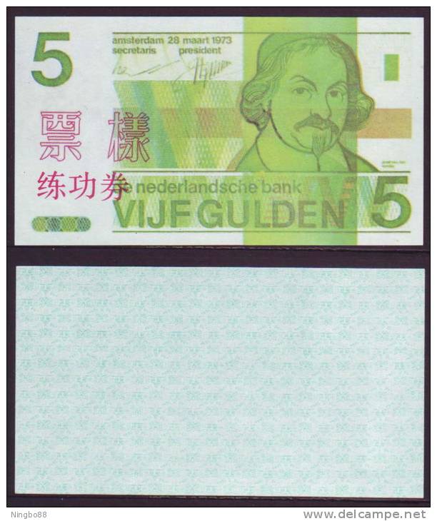 (Replica)China BOC (bank Of China) Training/test Banknote,Netherland Holland A Series 5 Gulden Note Specimen Overprint - [6] Vals & Specimen