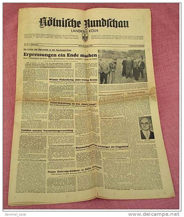 24. März 1954 - Kölnische Rundschau Mit Kreiszeitung Für Köln-Land , Pulverfass Am Suezkanal - Sonstige & Ohne Zuordnung