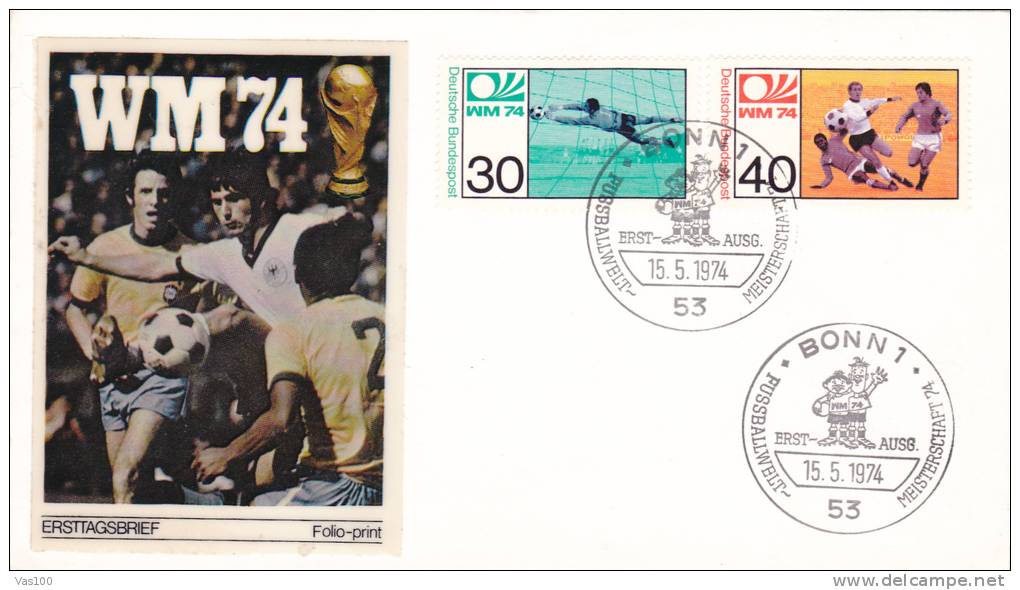 FOOTBALL WORLD CHAMPIONSHIP,1974, SPECIAL COVER, OBLITERATION CONCORDANTE, GERMANY - 1974 – Germania Ovest