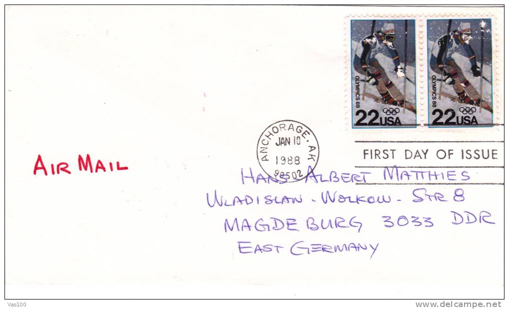 OLYMPICS 1988, COVER FDC, USA - Invierno 1988: Calgary