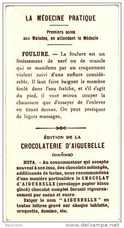 CHROMO Chocolat D´Aiguebelle La Médecine Pratique Foulure - Aiguebelle