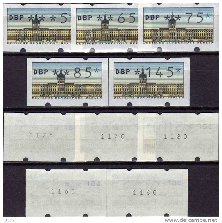 ATM Schloß Charlottenburg 1987 Berlin VS2 Mit / Ohne # ** 38€ 2.Automaten-Satz 0,05-1,45DM Mit Je 5 Werte Set Of Germany - Errors & Oddities