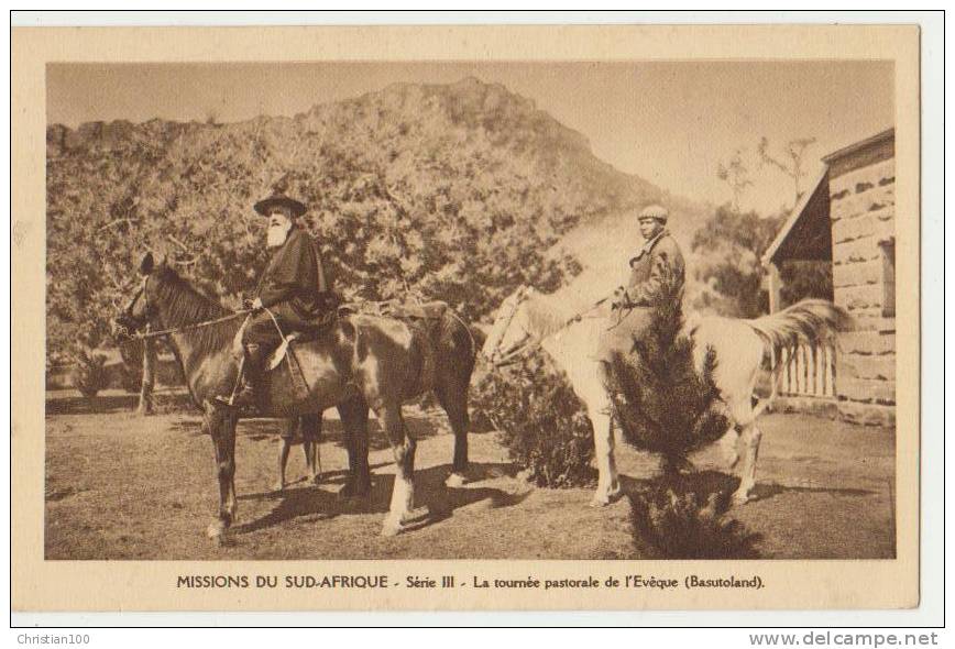 LESOTHO : LA TOURNEE PASTORALE DE L'EVEQUE (BASUTOLAND) - ECRITE EN 1951 - 2 SCANS - - Lesotho