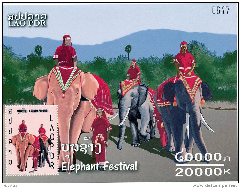 LAOS - 2008 - Mi BL. 204 - ELEPHANT FESTIVAL - SPECIAL OFFER 48% OFF - MNH ** - Laos