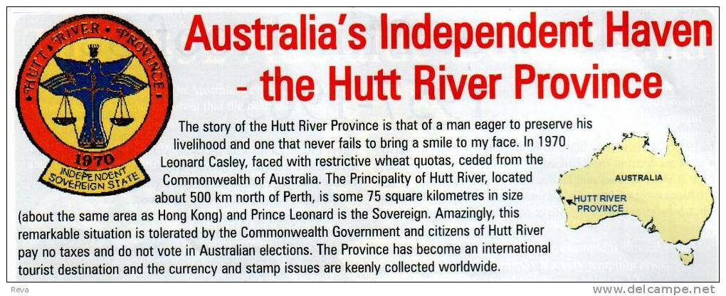 HUTT RIVER PROVINCE $30 MAN & WOMAN HEAD FRONT EMBLEM BACK 1 YEAR TYPE 2007 PROOF 1000 ONLY READ DESCRIPTION CAREFULLY!! - Autres – Océanie