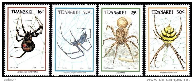 Transkei - 1987 Spiders Set (**) # SG 205-208 , Mi 206-209 - Spinnen