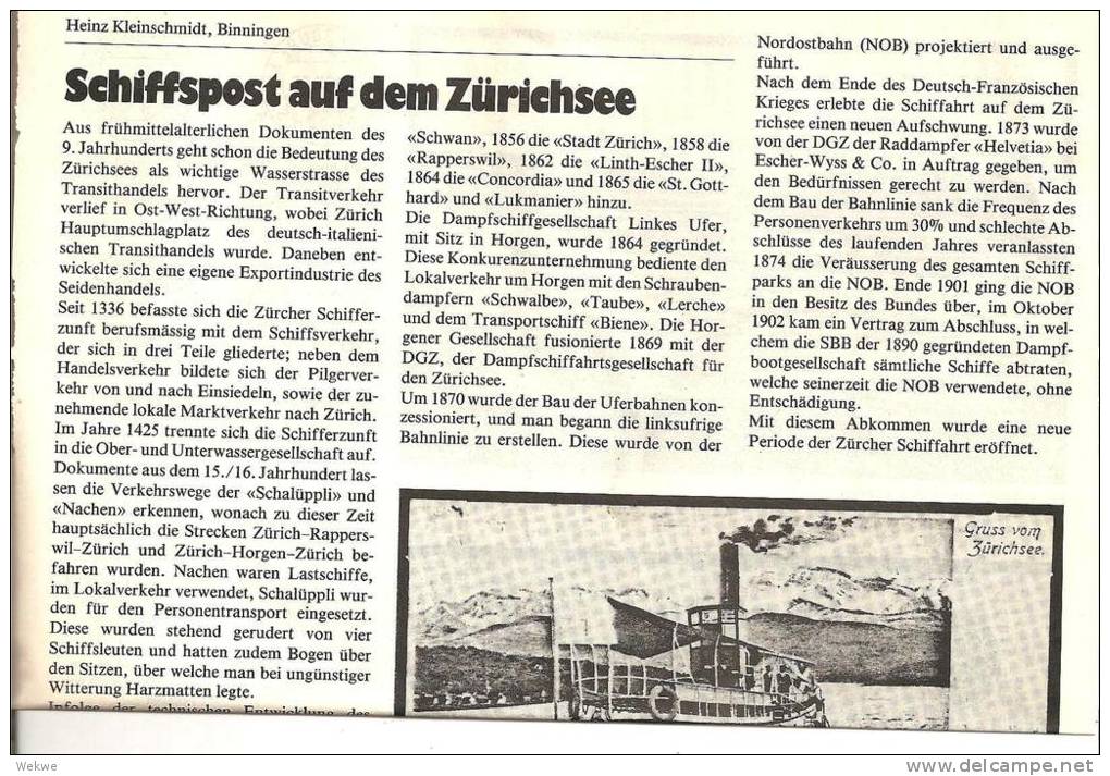 Schweiz. Schiffspost Auf Dem Züricher See Mit Stempeln, Verwendungsdauer, Seltenheits-Statistik - Philately And Postal History