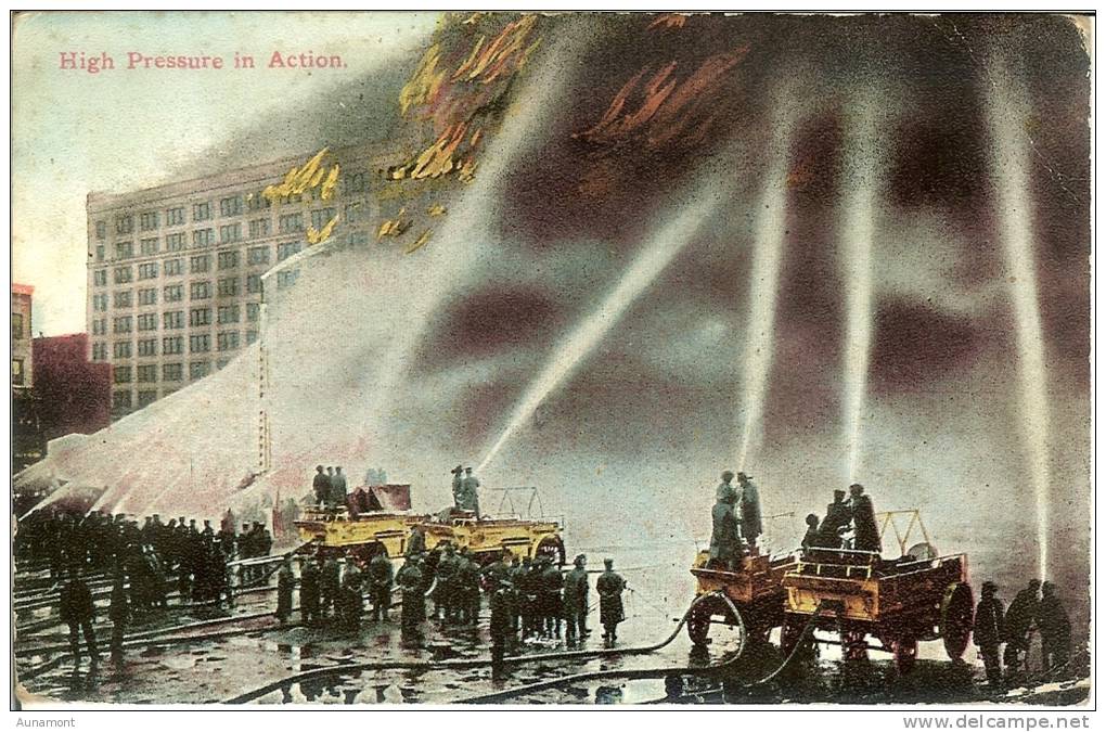 EE.UU.--1910--New York-- Bomberos---High Pressure I Action - Bombero