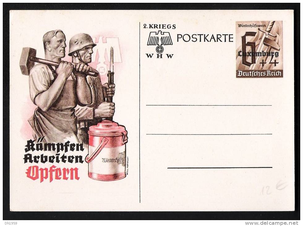 ENTIER ALLEMAGNE DEUTSCHES REICH AVEC SURCHARGE  LUXEMBOURG CARTE POSTALE POSTKARTE STATIONERY GANZSACHE - Ganzsachen