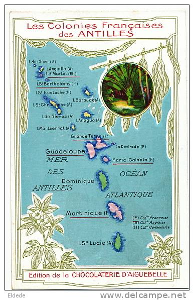 St Barthelemy , Anguilla, Saintes, Montserrat St Martin, Marie Galante, Desirade Carte Antilles - Saint Barthelemy