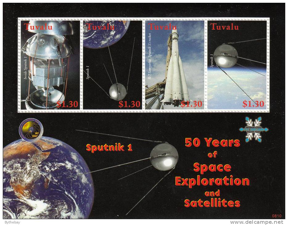 Tuvalu MNH Scott #1074 Sheet Of 4 $1.30 Sputnik 1 - 50 Years Of Space Exploration - Tuvalu