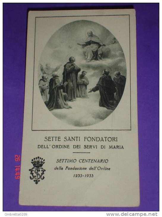 SETTE SANTI FONDATORI - Servi Di Maria  - Monte SENARIO - Santino Anno 1933 - 7° CENTENARIO Fondazione Ordine - Santini