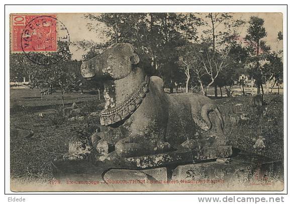 1779 Angkor Thom Boeuf Sacré Cachet Bateau Vapeur 1909 - Cambodge