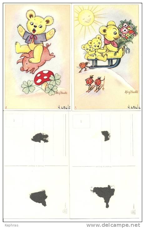 Superbe Lot De 12 CPA  - Illustrateur MARY DAESTER - Enfants Noirs - Oursons- Voir Descriptif - Autres & Non Classés