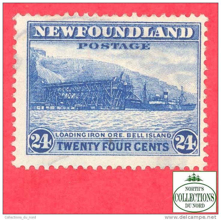 Canada  Newfoundland # 210 Scott /Unisafe - O - 24 Cents - Loading Ore, Bell Island - Dated 1932 / île Bell - 1908-1947