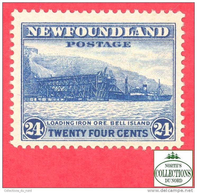 Canada  Newfoundland # 210 Scott /Unisafe - Mint - 24 Cents - Loading Ore, Bell Island - Dated 1932 / île Bell - 1908-1947