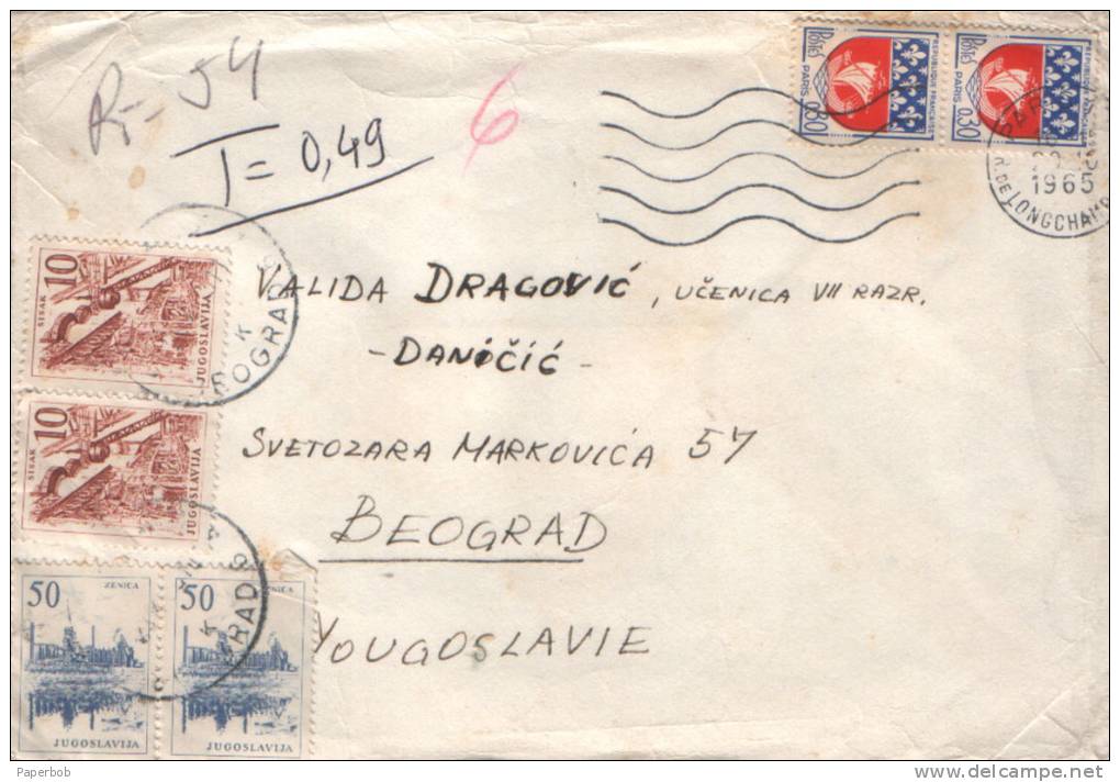 FRANCE TO YUGOSLAVIA-4 X DEFFINITIV AS PORTO - Lettres & Documents