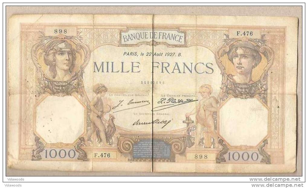 Francia - Banconota Circolata Da 1000 Franchi - 1927 - 1 000 F 1927-1940 ''Cérès Et Mercure''