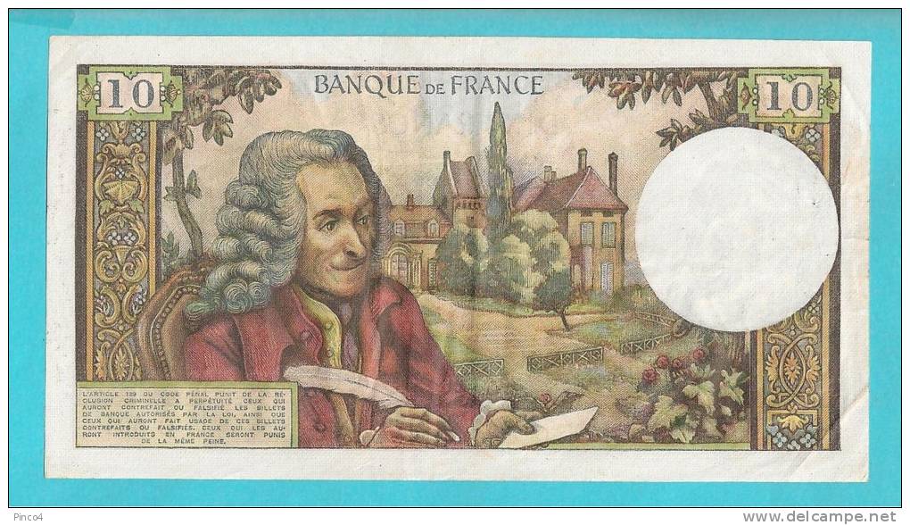 FRANCIA 10 FRANCHI VOLTAIRE  DEL  2 = 9 = 1971 - 10 F 1963-1973 ''Voltaire''