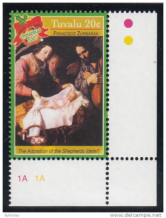 Tuvalu MNH Scott #1055 20c ´The Adoration Of The Shepherds´ By Francisco Zurbaran - Christmas - Tuvalu