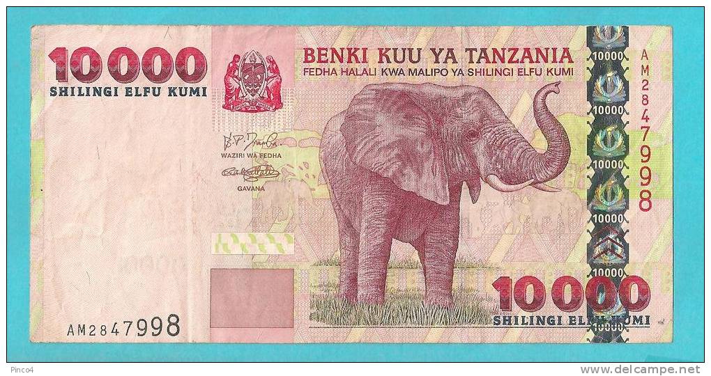 TANZANIA 10000 SHILINGI BANCONOTA CIRCOLATA - Tanzanie