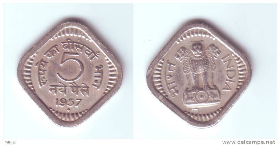 India 5 Naye Paise 1957 B - India